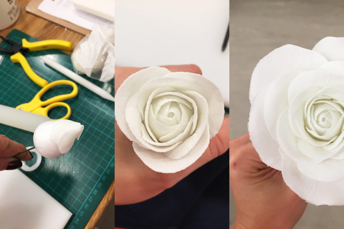 Stages of a rose decoration
