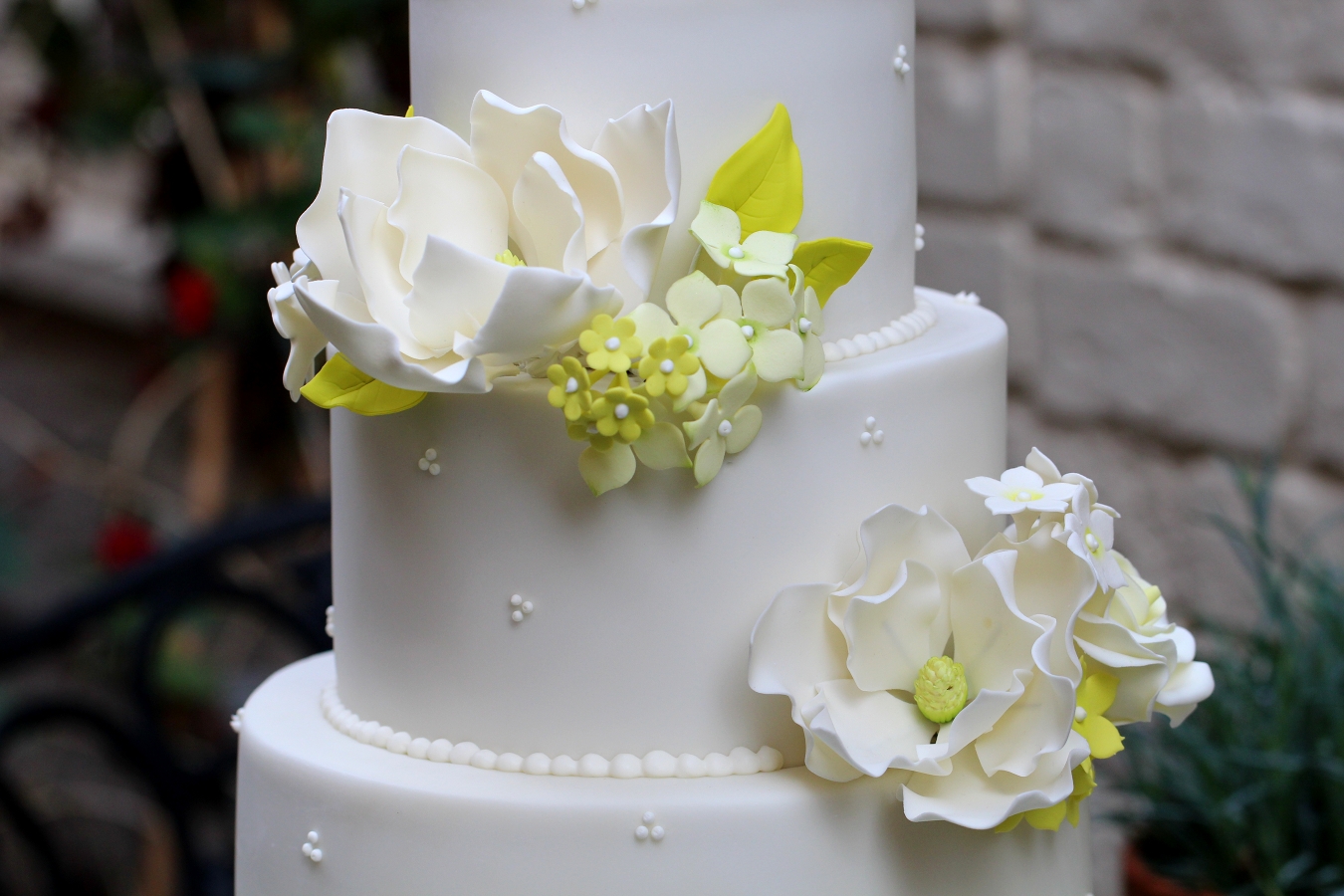Magnolia Wedding Cake Close Up Tiers